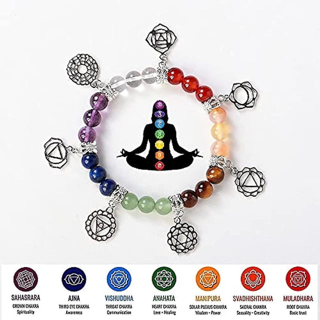 Pulseras curativas de 7 Chakras con piedras reales, pulsera de Chakra curativa de piedras preciosas, pulseras de meditación de Yoga para protección, curación energética