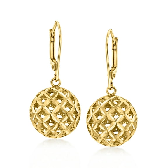Ross-Simons 18kt Gold Over Sterling Diamond-Cut Ball Drop Earrings, Women's, Adult