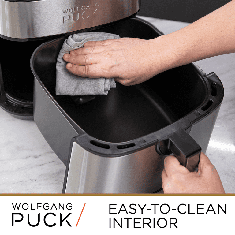 Wolfgang Puck 9.7 qt. Stainless Steel Air Fryer with Large Single Basket Design, Simple Dial Controls, Nonstick Interior