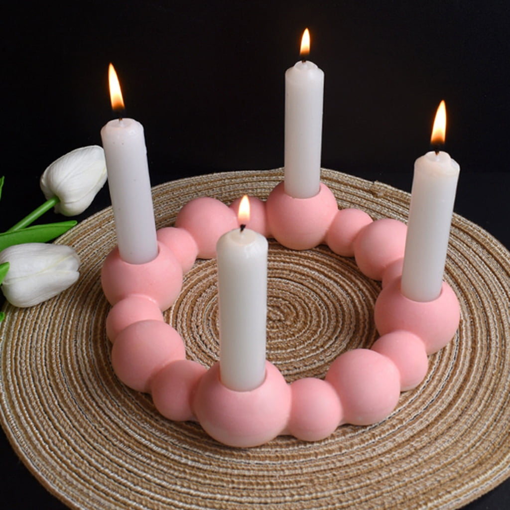 Aurgiarme Multifuntional Round Candle Holder Moulds Plaster Crafting Silicone Mold Suitable for Wedding and Home Decorations