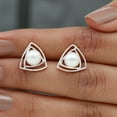thumbnail image 4 of Rosec Jewels 6 MM Bead Set Round Freshwater Pearl Solitaire Triangle Stud Earrings for Women, 925 Sterling Silver, 4 of 8