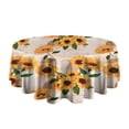 thumbnail image 5 of Beige Sunflower Letter Pattern Round Tablecloth 60"x60",Wrinkle Wipeable Table Cloth for Kitchen Dining Room Picnic Patio Party, 5 of 6