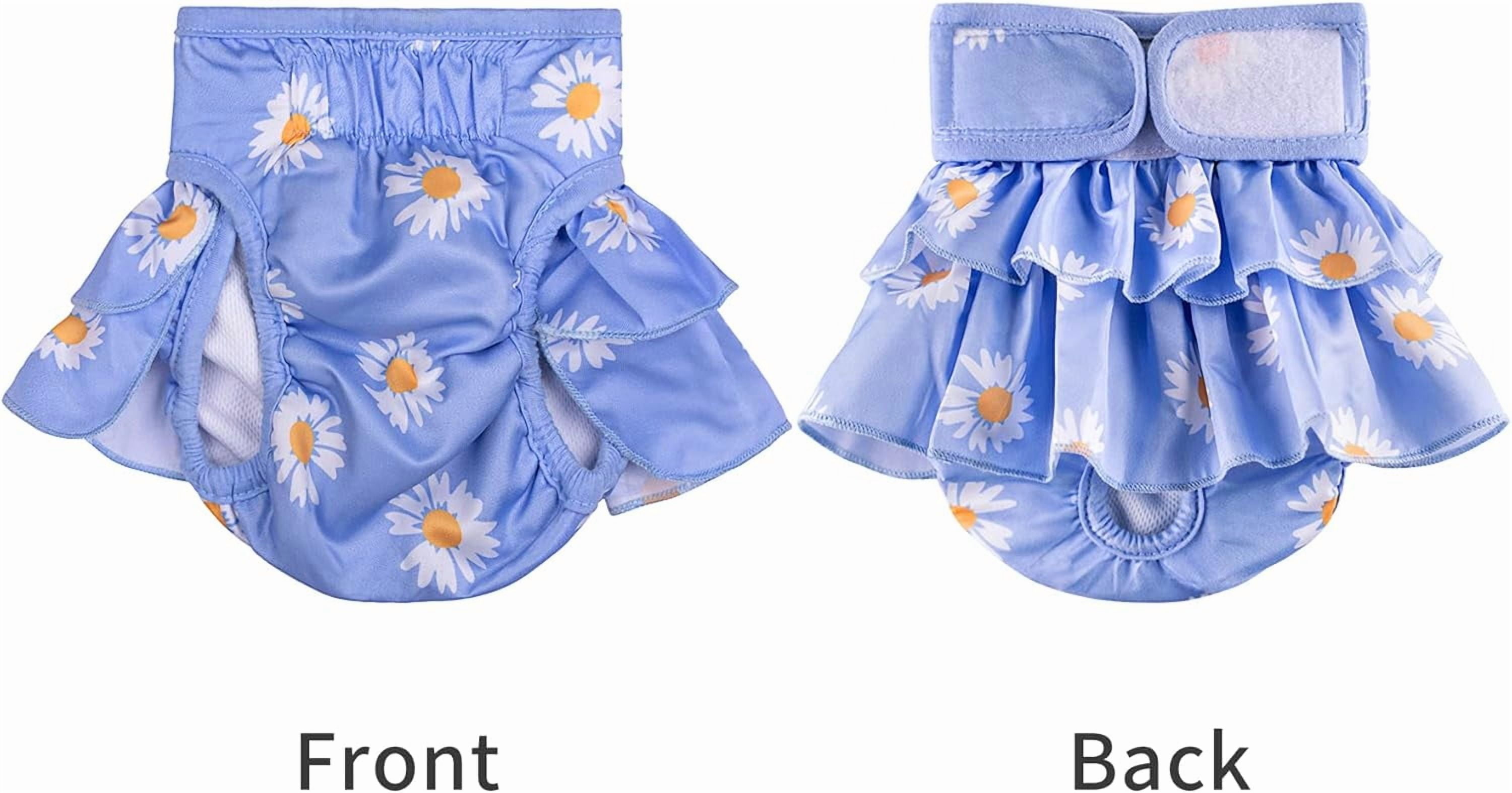 Dog Diapers, Washable Dog Period Diapers Cover, Adjustable Reusable Female Dog Diapers  for Heat, Period, Incontinence. Doggie Princess Dress   ( Large Size, 3 Packs)