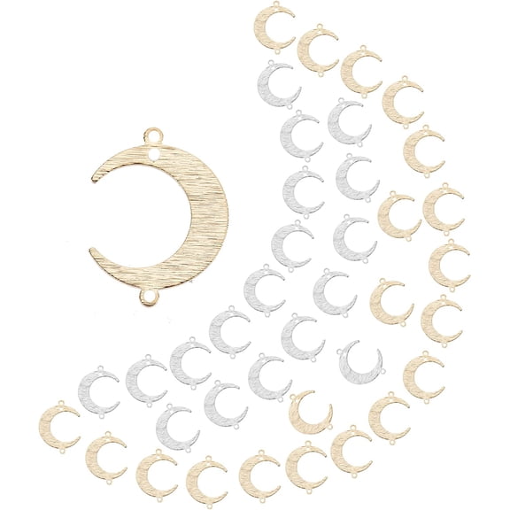 PH 40pcs Moon Links Dangle Crescent Moon Pendants Brass Connector Charms for Christmas Eid Mubarak Necklace Bracelet Earring Keychain Golden Platinum colorful