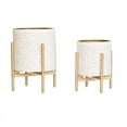 thumbnail image 2 of 2-Piece Boho Metal Planter Pot With 4-Leg Gold Metal Base - White & Gold - 14.75"H x 11.75"W / 12"H x 9.5"W, 2 of 4