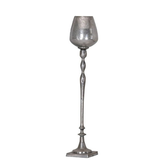 CC Home Furnishings Weathered Style Candleholder - 32.5" - Antique Silver Finish
