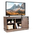 thumbnail image 3 of Spaco Sliding Barn Door TV Stand with Adjustable Shelf Cabinet-Dark Walnut, Mid Century Modern TV Stand for Living Room Bedroom, 3 of 8