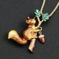 thumbnail image 4 of QQTDFG Gray & Brown Enamel Squirrel Pick Pinecone Pendant Chain Necklace/Brooch Pin New-Gray, 4 of 5
