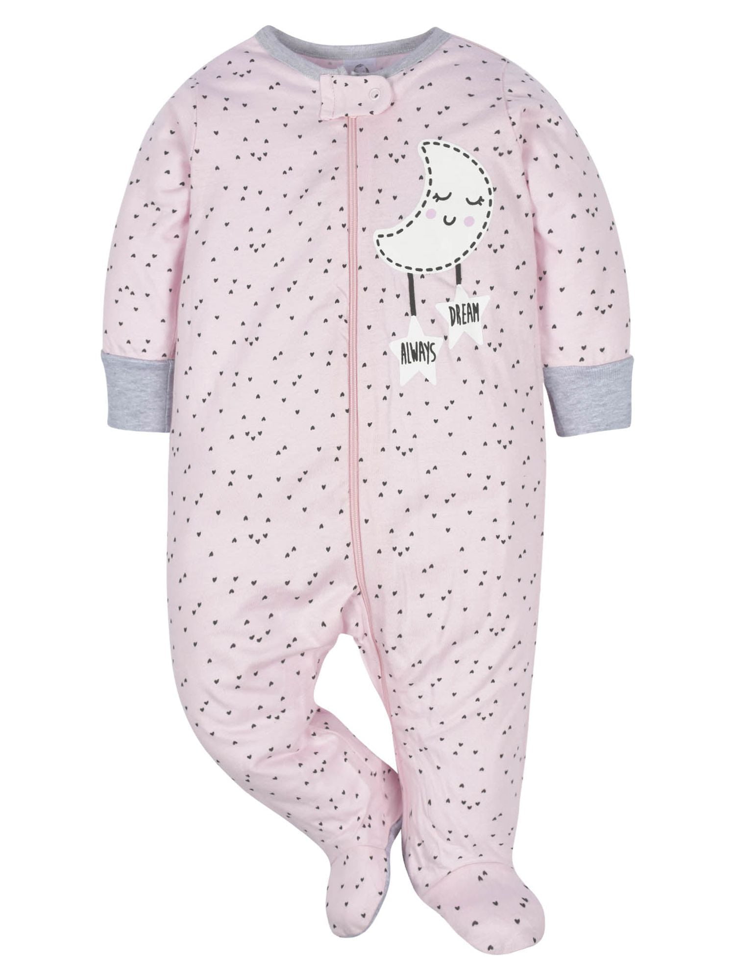 Gerber Baby Girl Sleep 'n Play Footed Pajamas, 4-Pack