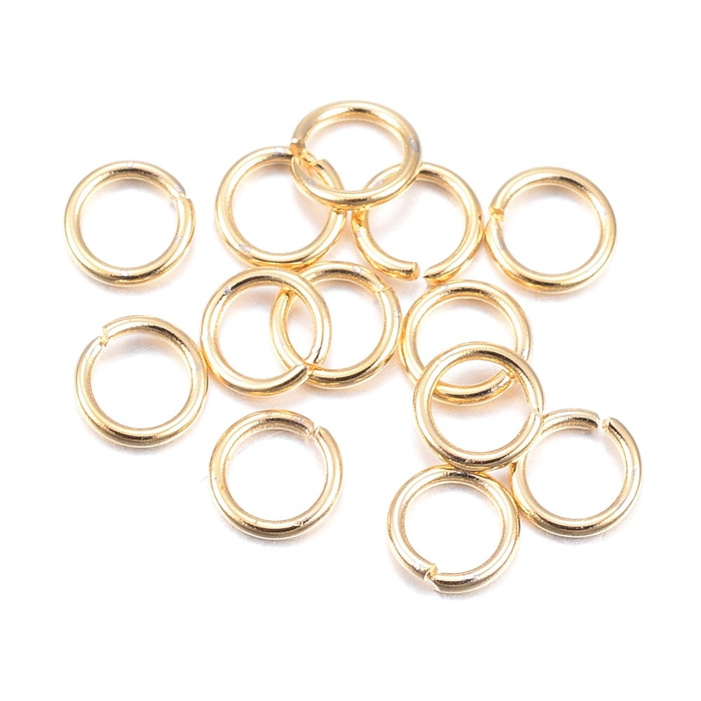 J141B - 1000 pcs 304 Stainless Steel Open Jump Rings 4mm - 24 Gauge (0.6mm Thick) - Gold Tone - High Quality!