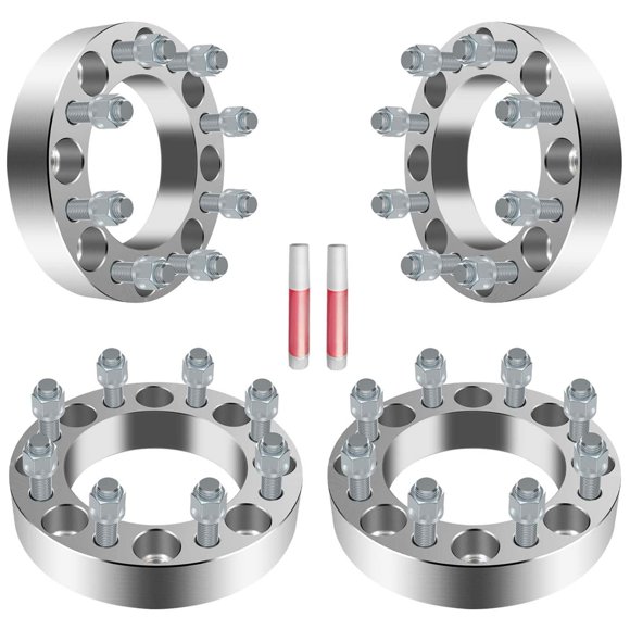 GDSMOTU Adaptateurs de Roue 4 Pcs 8 Crampons, Adaptateur de Roue 2 Pouces 8x6.5 à 8x180 avec Crampons 14x1.5 pour Savana Sierra Express Suburban Silverado 2500 3500 HD(Roues 8x180 Adaptées au Véhicule 8x6.5)