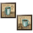 thumbnail image 2 of Gango Home Decor Classic French Coffee Kitchen Wall Art; Two Blue 12x12in Art Prints in Brown Frames, 2 of 6