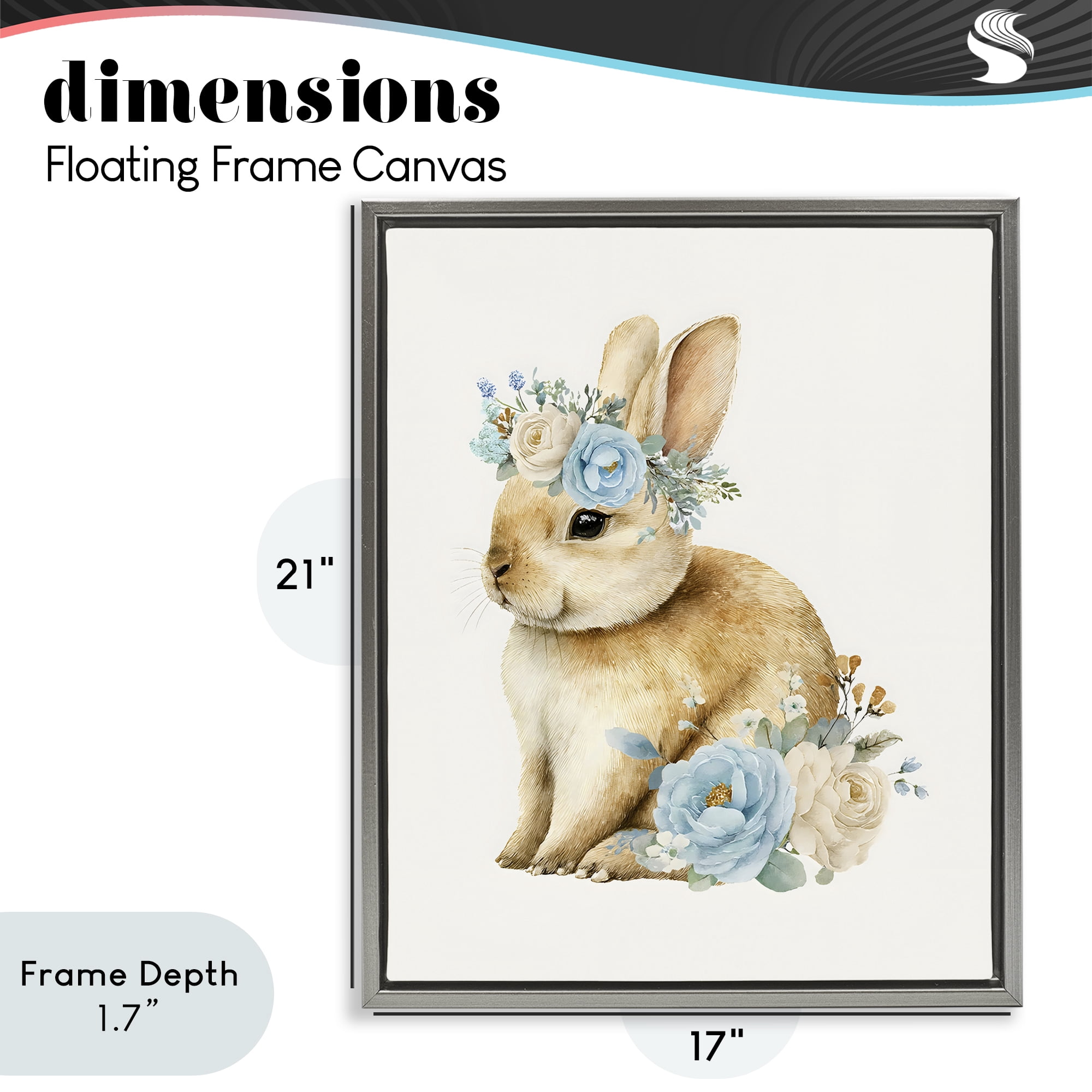 Stupell Industries Watercolor Nursery Bunny Gray Framed Floater Canvas Wall Art, design by LSR Design Studio