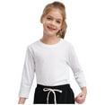 thumbnail image 2 of Rswnyirn Kids Boys Girls Long Sleeve Crewneck Shirts Cotton Tee Tops Solid Pullover Undershirts White 7-8, 2 of 7