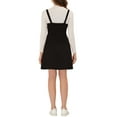 thumbnail image 3 of INSPIRE CHIC Women's Faux Suede Button Decor A-Line Mini Overall Dress L Black, 3 of 6