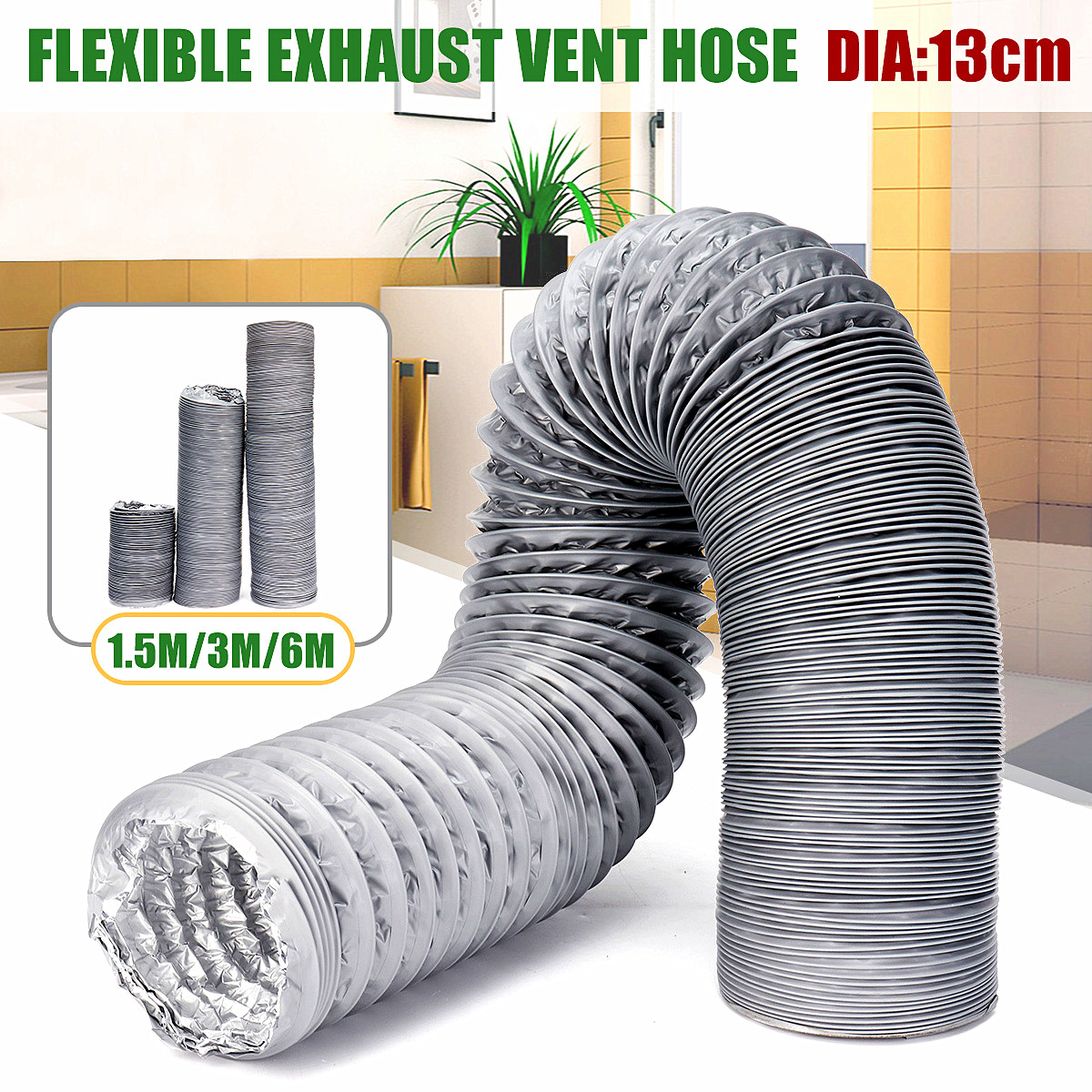Flexible Exhaust Vent Tube Hose Aluminum foil Air Ducting Pipe 5