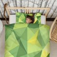 thumbnail image 3 of Green and Yellow Modern Art Geometric Duvet Cover and Pillowcase Set for Single Bedding, Bedroom Accessories for Kids Teens, 3 of 5