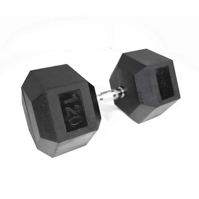 Mega Fitness Haltère Hexagonal en Caoutchouc 120 lb Poignée Moletée Simple Gym à Domicile