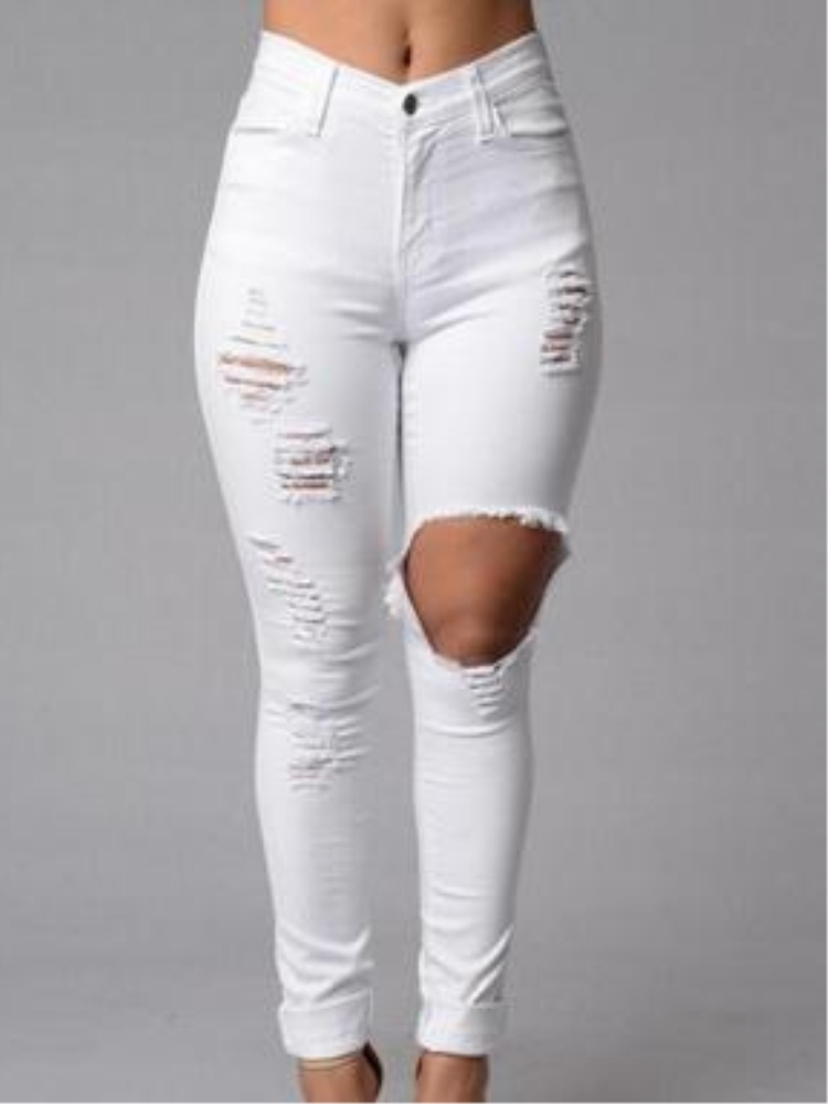 girls white ripped jeans