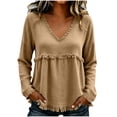 thumbnail image 2 of Zormilly Boho Tops for Women Long Sleeve V Neck Peplum Blouses Fashion Casual Frayed Gauze Shirts, S-3XL, 2 of 7