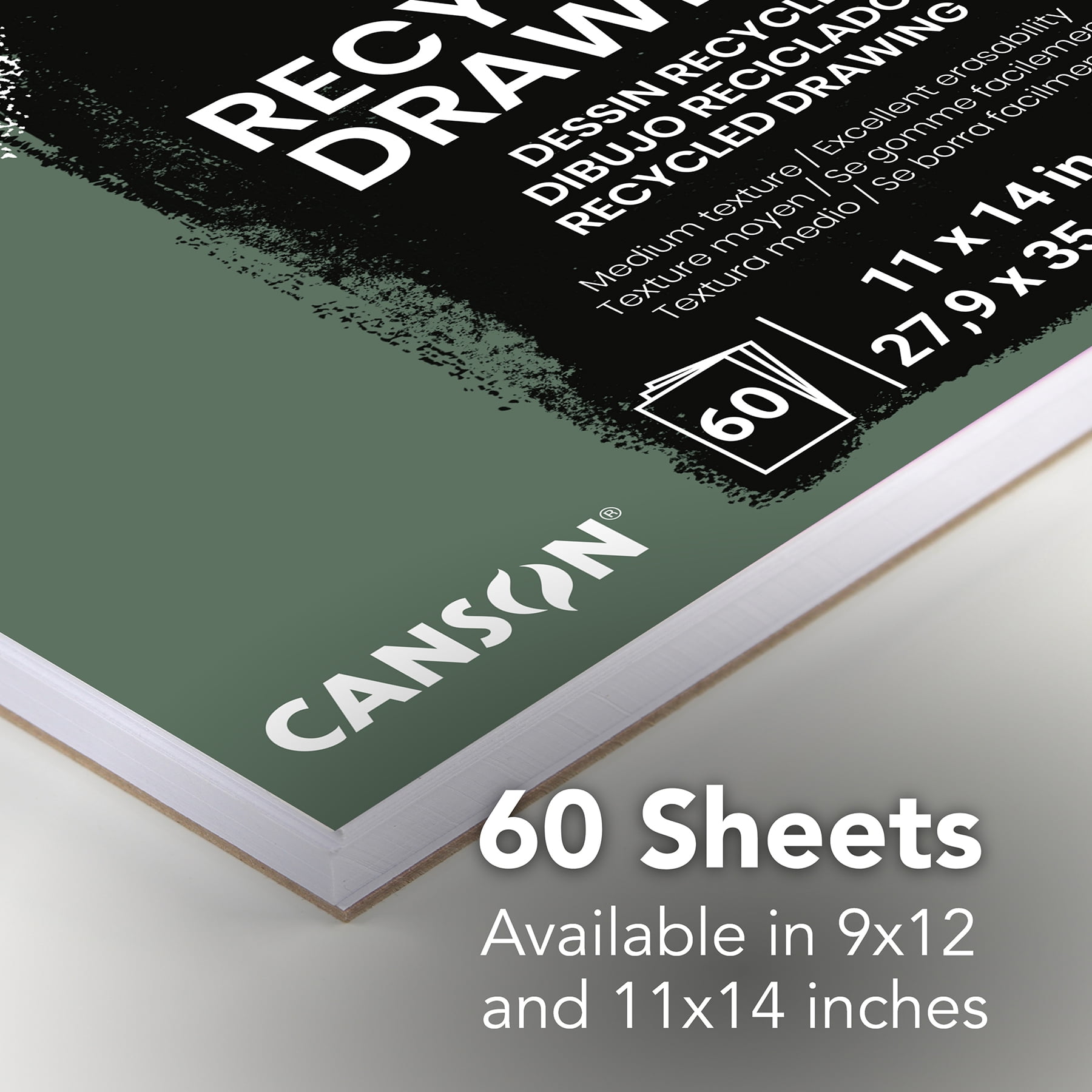 Canson XL Series Drawing Pad, Recycled, Top Wire Binding, 60 Sheet, 11x14 inch, Pack of 2