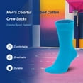 thumbnail image 2 of Sakusock Men's Colorful Combed Cotton Crew Socks – Dress Neon Vivid Color Sport Crazy Fashion Socks 4-PACK (11-14, Multicolor), 2 of 6