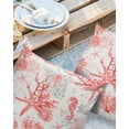 thumbnail image 3 of Outdoor Waterproof Pillow Covers Pack of 2, Red Coastal Starfish Shell Coral Seahorse Ocean Vintage Decorative Throw Pillowcases Cushion Covers for Garden Patio Tent Sofa Couch, 20x20 inch, 3 of 8