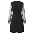 thumbnail image 7 of Women's Shiny Mesh Bodycon Dress - Long Sleeve, V Neck, Slim Fit - Black Polyester Mini Dress for Parties - US/UK/EU Sizes S-XL, 7 of 7