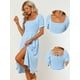 thumbnail image 2 of Vestido fruncido con mangas abullonadas Allegra K Cuadros Vichy Azul claro L, 2 of 5
