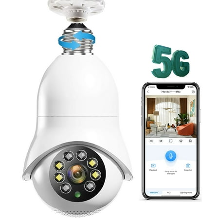 

E27 Security Camera Dual Band 5G/2.4GHz WiFi Light Bulb Camera 1080P HD Camera Home Remote Monitor Wide Angle Camera Two-Way Audio Night Vision Motion Detection