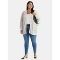 thumbnail image 4 of Terra & Sky Women's Plus Size Chenille Crochet Cardigan Sweater, Midweight, Sizes 0X-5X, 4 of 5