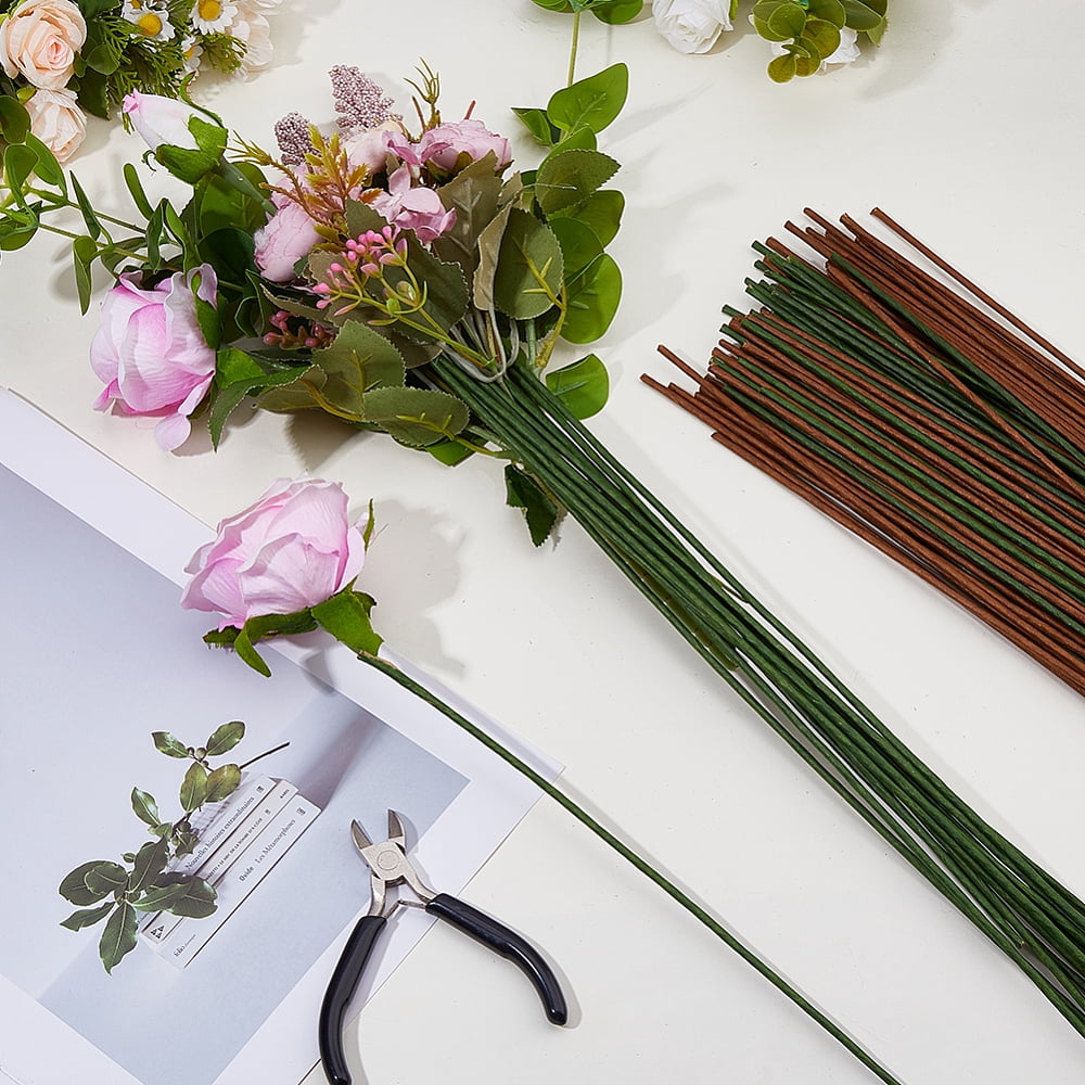 100Pcs 2 Colors Iron Floral Wire Stems for DIY Crafts and Artificial Flower Arrangements Mixed Color 400x3mm 50pcs/color DIY
