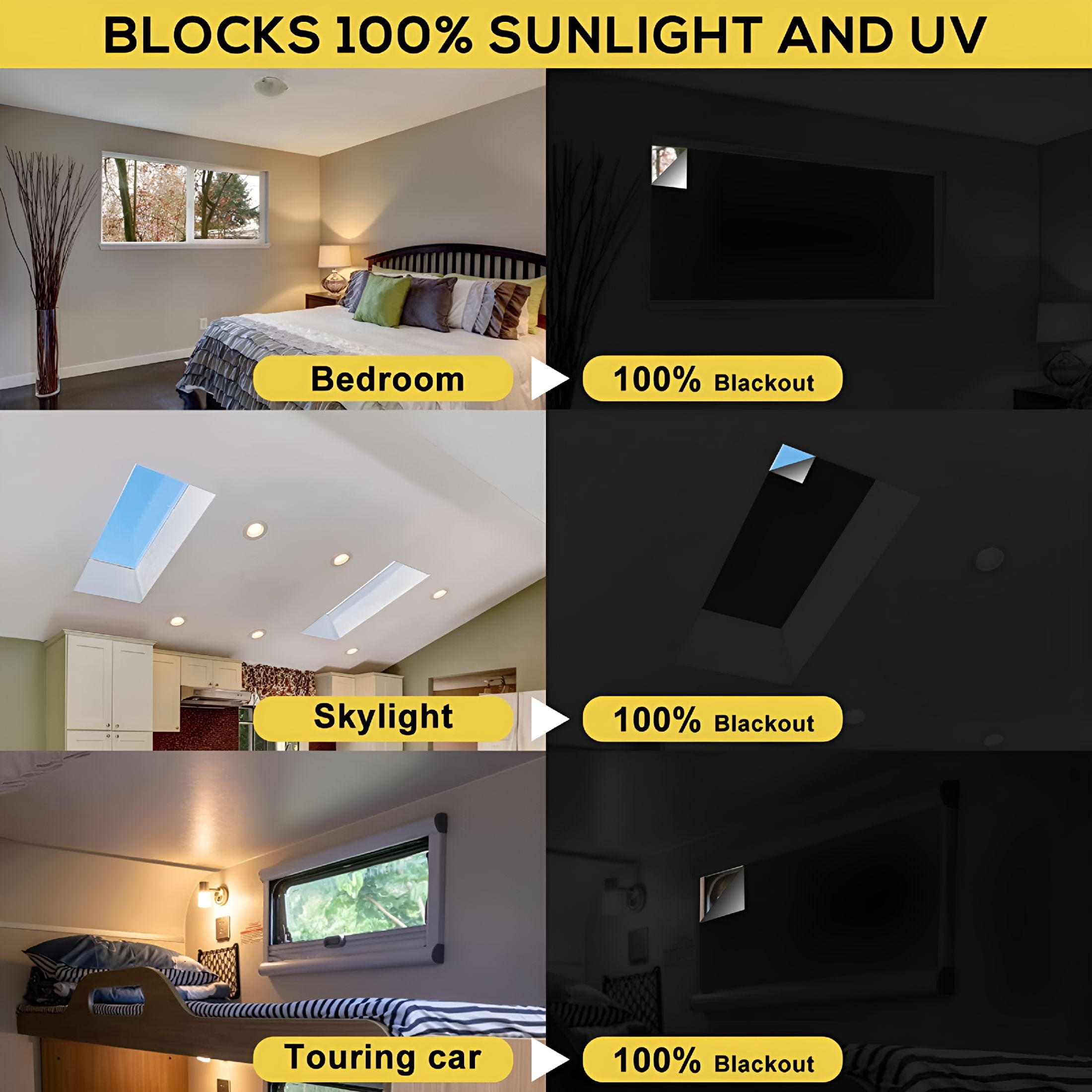 AUQ 2026 New 100% Blackout Curtains,39"X57" No Drill Portable Diy Window Shades for Bedroom,Polyester Window Blinds Easy to Install Blinds for Indoor Windows No Drill