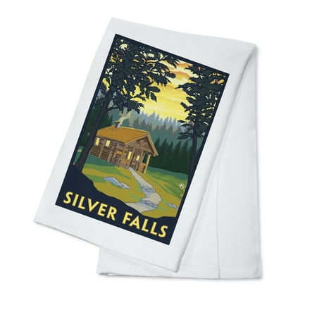 

Silver Falls State Park Oregon Cabin in Woods (100% Cotton Tea Towel Decorative Hand Towel Kitchen and Home)