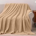 thumbnail image 6 of Dalang Fleece Blanket for Couch Sofa Bed,Super Soft Cozy Plush Microfiber Flannel Blanket with Stripes Design Lightweight for Adults,Woman,Girls,70*100CM(Khaki), 6 of 10