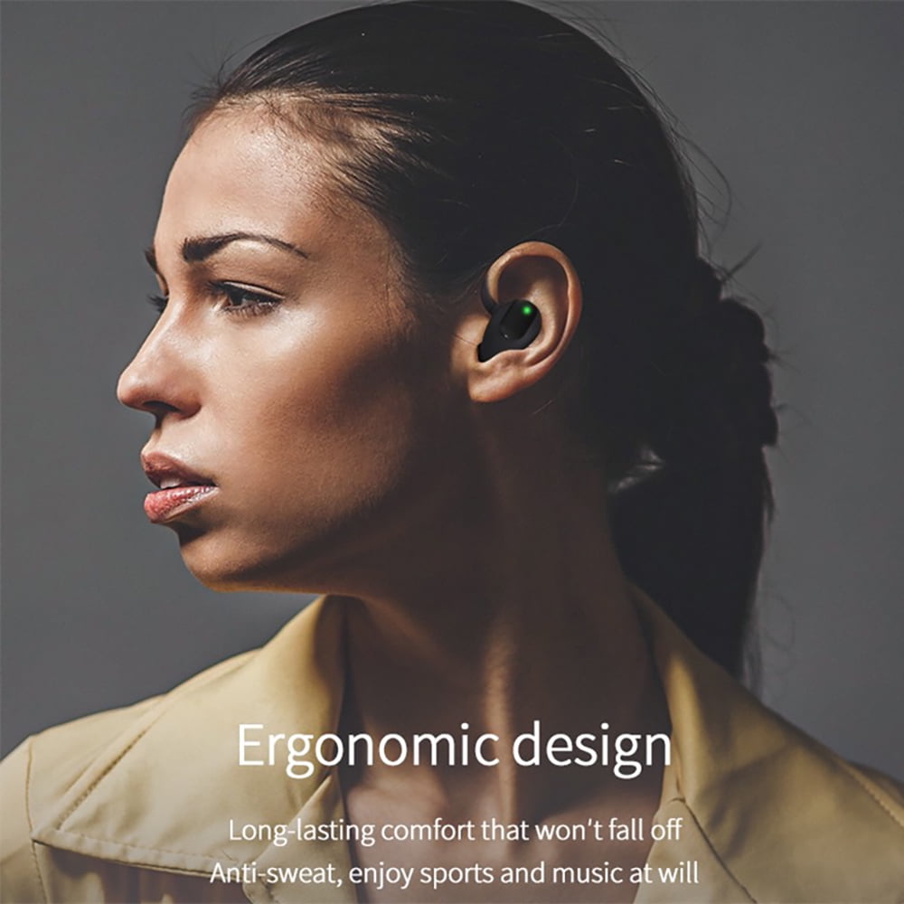 Black Wireless Earbuds Bluetooth Headphones with Wireless Charging Case for iPhone Android Phones Waterproof Earphones with Over Earhooks Bass Sound Headset for Sport Gym