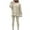 Khaki, variant on Women's Fashionable Solid Color Casual Long Sleeved Round Neck Hoodie Top Stripe Pants Set,Mint Green,M