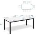 thumbnail image 3 of Danolapsi 78.7"Farmhouse Dining Table for 6-8 People,Rustic Industrial Kitchen Table with Sturdy Metal Frame & Chamfered Corners for Dining Room,Breakfast Nook,Small Space,Sintered Stone,Table only, 3 of 7