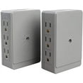 thumbnail image 3 of Litesun (4 Pack) Side Entry Outlet Plug 6-Way Electrical Socket Splitter Wall Mount Current Tap Adapter In Grey, 3 of 5