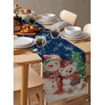 thumbnail image 6 of Blue Christmas Burlap-Cotton Table Runner 72 Inches Long,Snowman Bear Xmas Tree Snowflake Farmhouse Table Runners,Outdoor Dining Tablecloths Decor for Baby Shower Party Wedding 16x72, 6 of 9