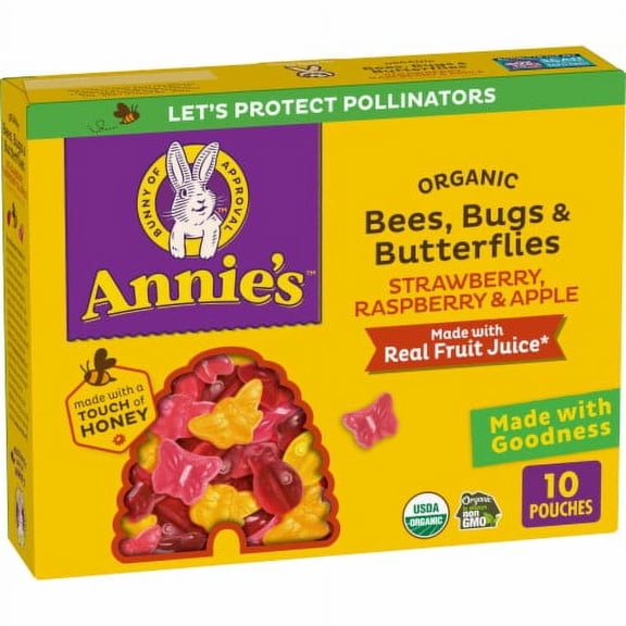 2X-Annie's Organic Bees Bugs & Butterflies Fruit Flavored Snacks - 0.7 oz - 10 ct