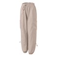 thumbnail image 3 of Eashery Pants for Women Casual Plus Size High Elastic Waisted Cotton Linen Loose Fit Casual Pants Cotton Yoga Pants for Women (Solid Color,Pink,M), 3 of 5