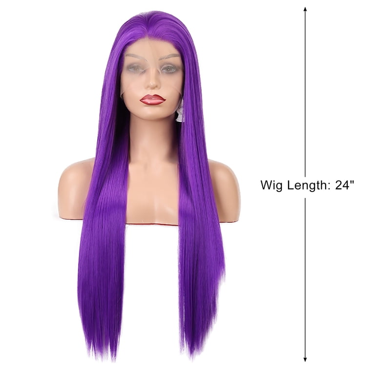 Purple natural straight full lace wig 24” Grape purple Lace Front Wig Straight Human Hair Lace Wig  main image 2