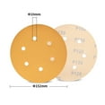 thumbnail image 4 of SPEEDWOX 100 Pcs 6 Inches Hook and Loop 6 Hole Sanding Discs 120 Grit Dustless Sandpaper Fit for Random Orbital Sander Yellow Finishing Discs for Automotive Woodworking, 4 of 5