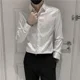 thumbnail image 3 of Camisas y blusas estampadas para hombre, ropa sencilla y fresca, de algodón, con estampado floral blanco, botones de lujo, estilo coreano, tallas grandes, estilo hipster, seda, 3 of 5