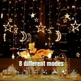 thumbnail image 5 of 138 LED Star Moon Curtain Fairy String Light with 8 Flashing Modes, Garden, Home, Room decor for Christmas, Wedding, Party, Bedroom, Patio, Front Porch, Camping, Warm White, 5 of 8