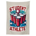 Ambesonne Funny Outdoor Tablecloth, Beer Pong Themed Athlete Art, 58