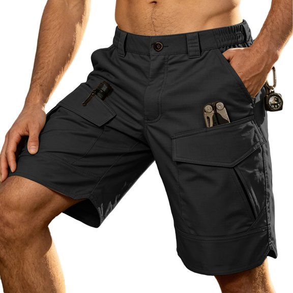 Men's Cargo Work Pant Relaxed Fit Trouser with Multiple Front and Back Pockets Shorts
