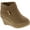 Taupe, variant on Stella-6K Children Girl's Platform Wedge Heel Fold Over Ankle Booties
