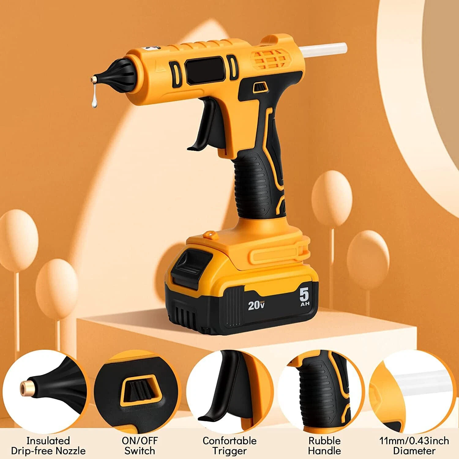 Cordless Electric Handheld Hot Glue Gun Repair DIY Tool Melt Welding for Dewalt